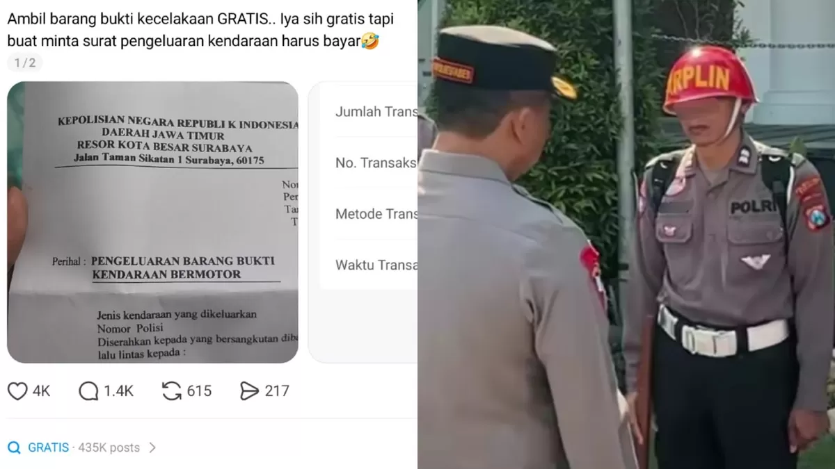 Anggota yang viral karena terlibat dalam dugaan pungli pengambilan BB kendaraan dapat sanksi. (Threads/tasyamarcella96 - Instagram/luthfie.daily)