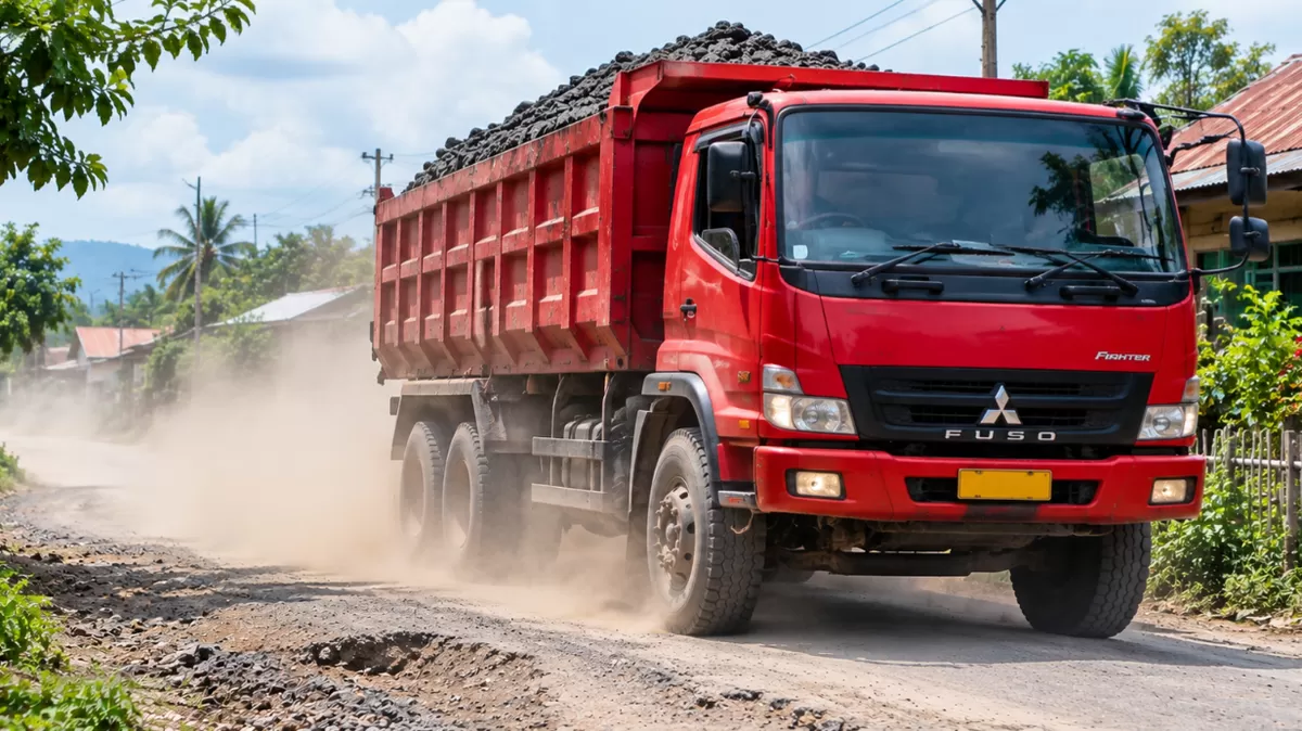 FOTO: Ilustrasi mobil truk mengangkut material. Warga Manyampa, Bulukumba, mengeluhkan aktivitas truk pengangkut material yang disebut hingga malam, memicu debu dan rawan kerusakan jalan . (Dok.Metroselebes.com/Ilustrasi)