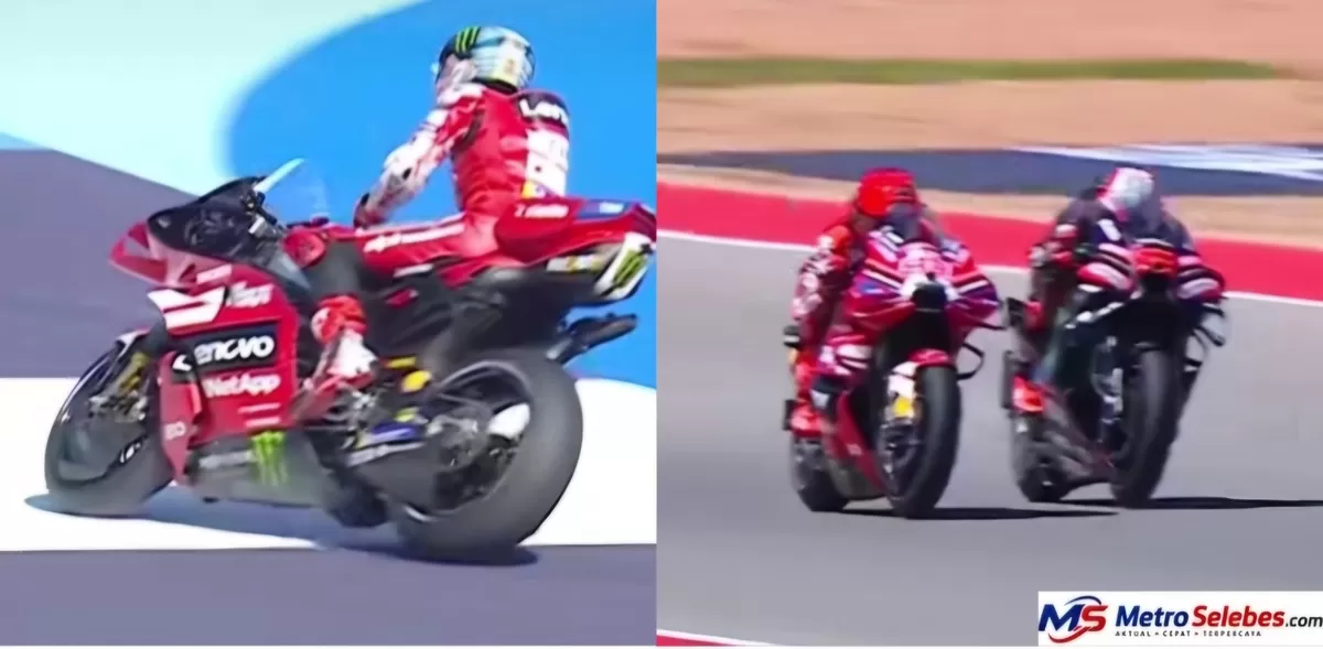 FOTO: Tampak Marc Marquez (kiri) dan Bezzecchi (kanan) saat duel sengit di Aragon. MM93 membidik kemenangan di MotoGP Misano 2026 dengan tiga faktor kunci yang bisa membawanya kembali ke podium tertinggi. (Dok.MotoGP)