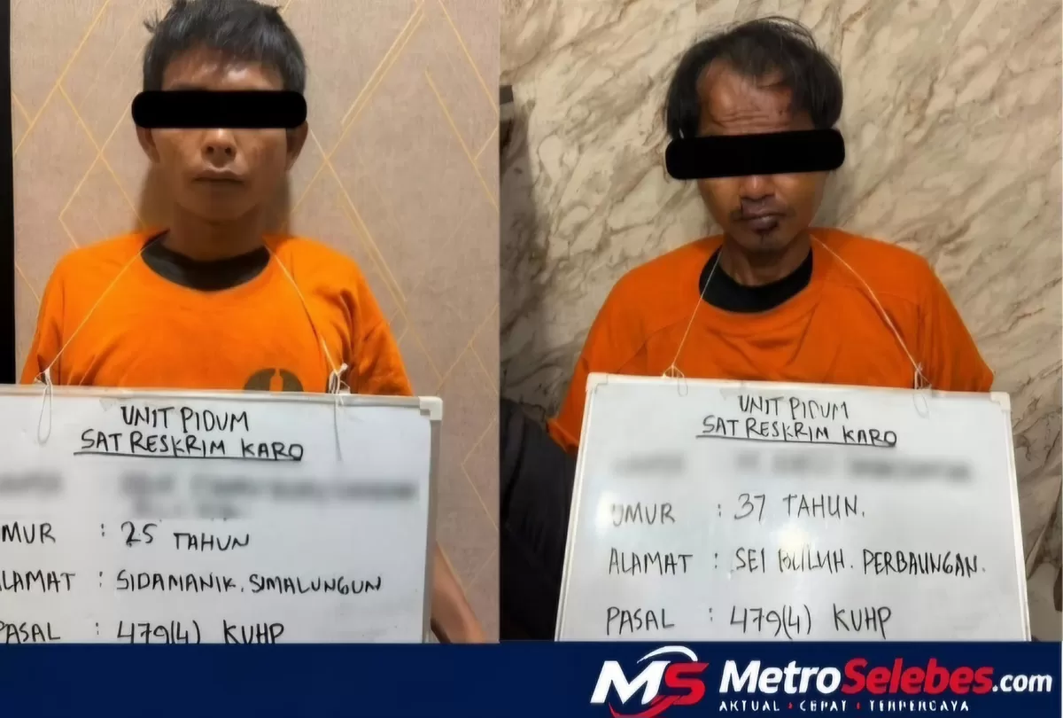 FOTO: Tampak terduga pelaku tewasnya dosen ITB Kabanjahe AS.  Baik AFRS dan MRS kesuanya ditangkap di Deli Serdang. (Dok.Humas Polres Karo)