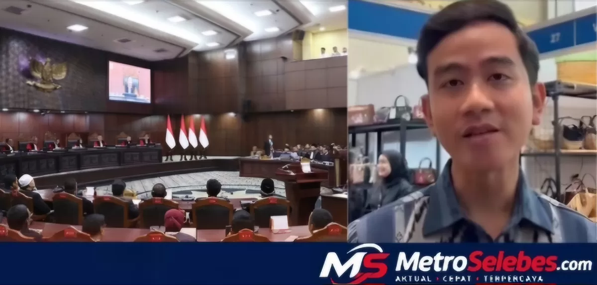 Suasana sidang MK (kiri) dan Wakil Presiden Gibran Rakabuming Raka (kanan) saat memberikan keterangan kepada wartawan di Jakarta, Rabu (7/10/2026), usai Mahkamah Konstitusi memutus perkara yang mempersoalkan syarat pendidikannya. (Dok.mk_ri)