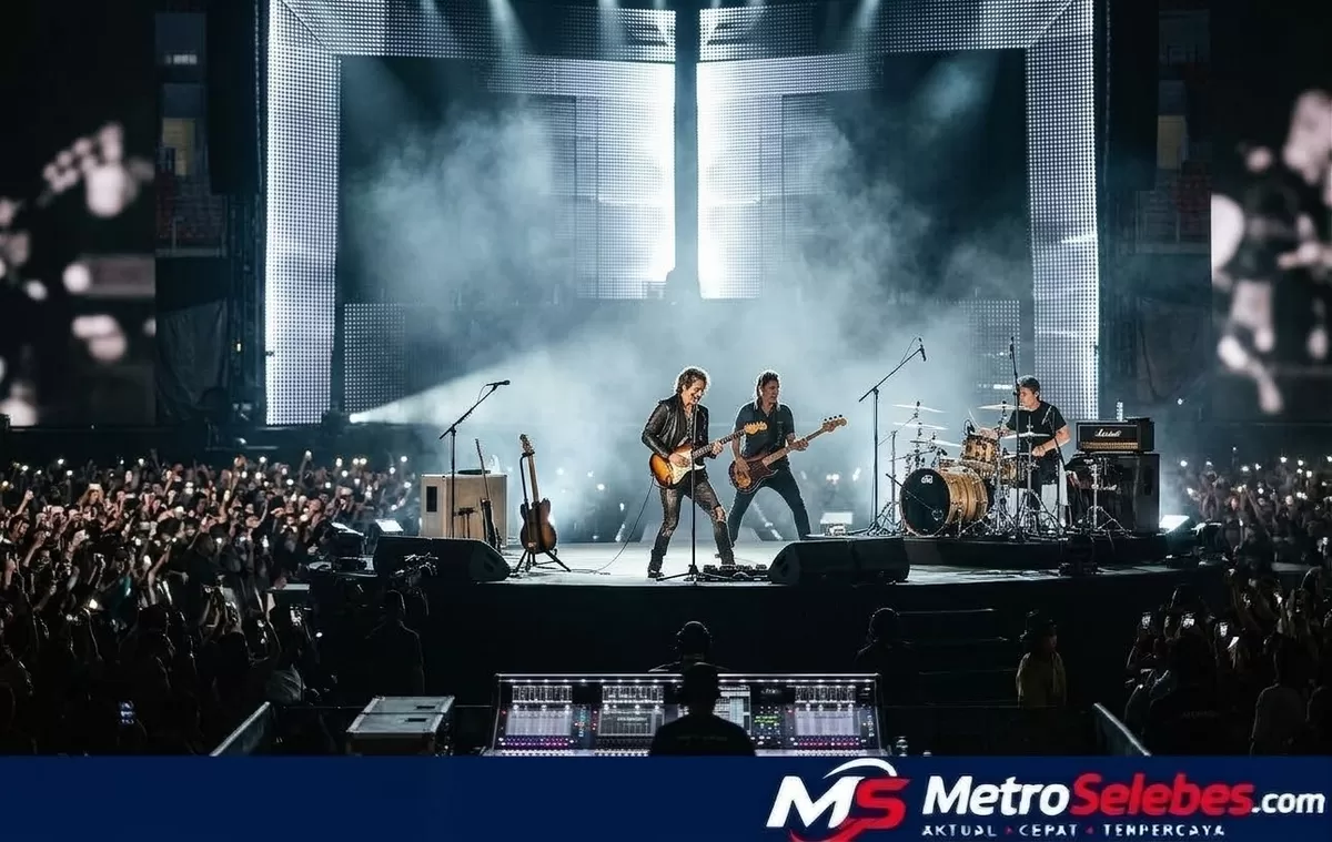 Avenged Sevenfold tampil di Jakarta International Stadium, Jakarta Utara, Sabtu (10/10/2026), dengan sejumlah lagu ikonik dan kejutan bagi para penggemar meski sempat terkendala kerusakan perangkat drum. (Dok.Metroselebes.com/Ade)
