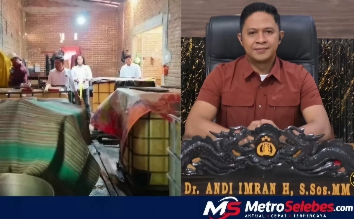 FOTO: Tampak aparat dari Satreskrim Polres Bulukumba saat mengamankan barang bukti BBM subsidi di rumah kosong, Kasat Reskrim Polres Bulukumba (kanan) AKP Andi Imran Hamid. (Dok.Humas Polres Bulukumba)