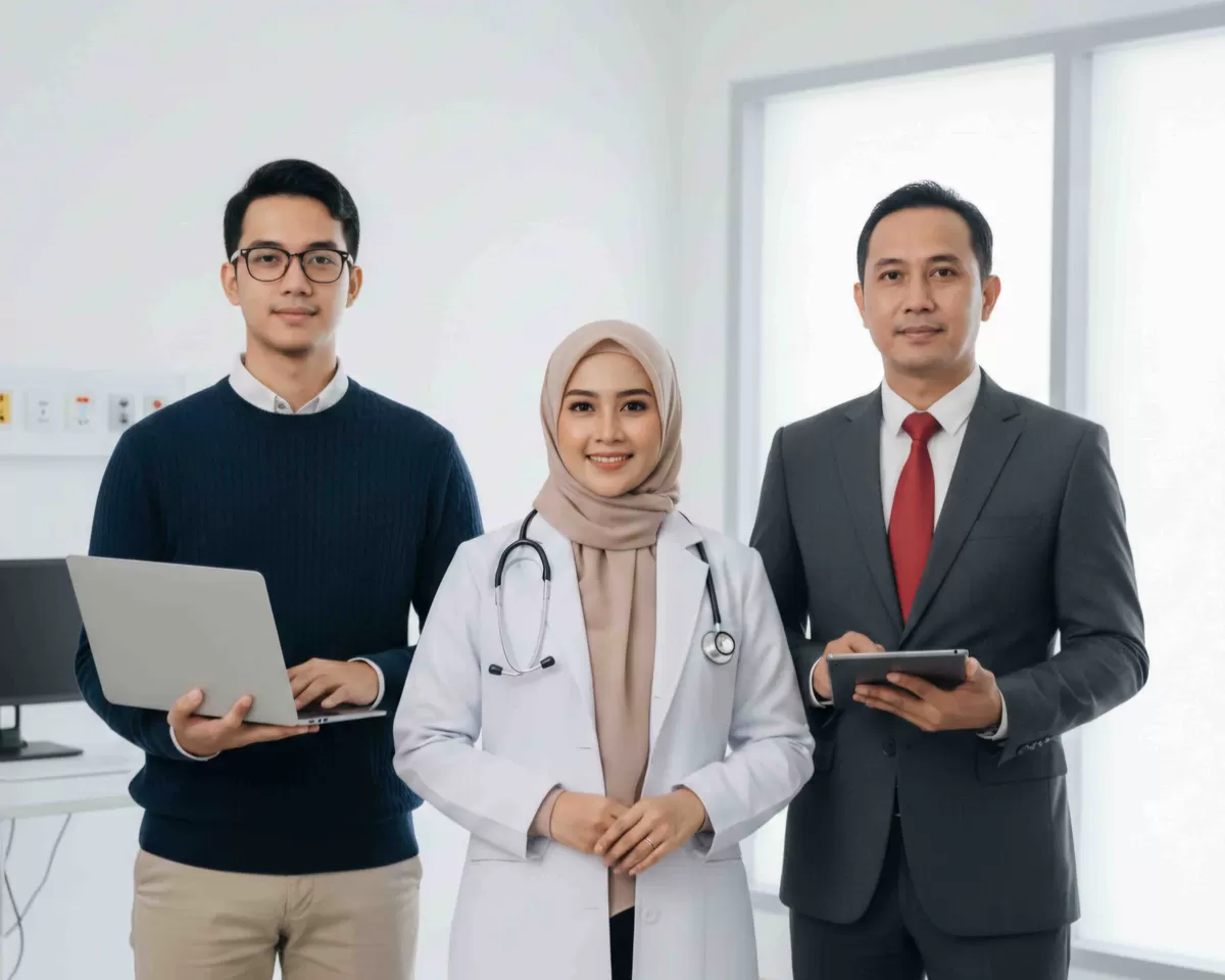 Bisnis digital healthcare akan makin besar ke depan. berikut profesional yang sangat dibutuhkan bisnis ini. (Pejuangkantoran.com/Made with Google AI)