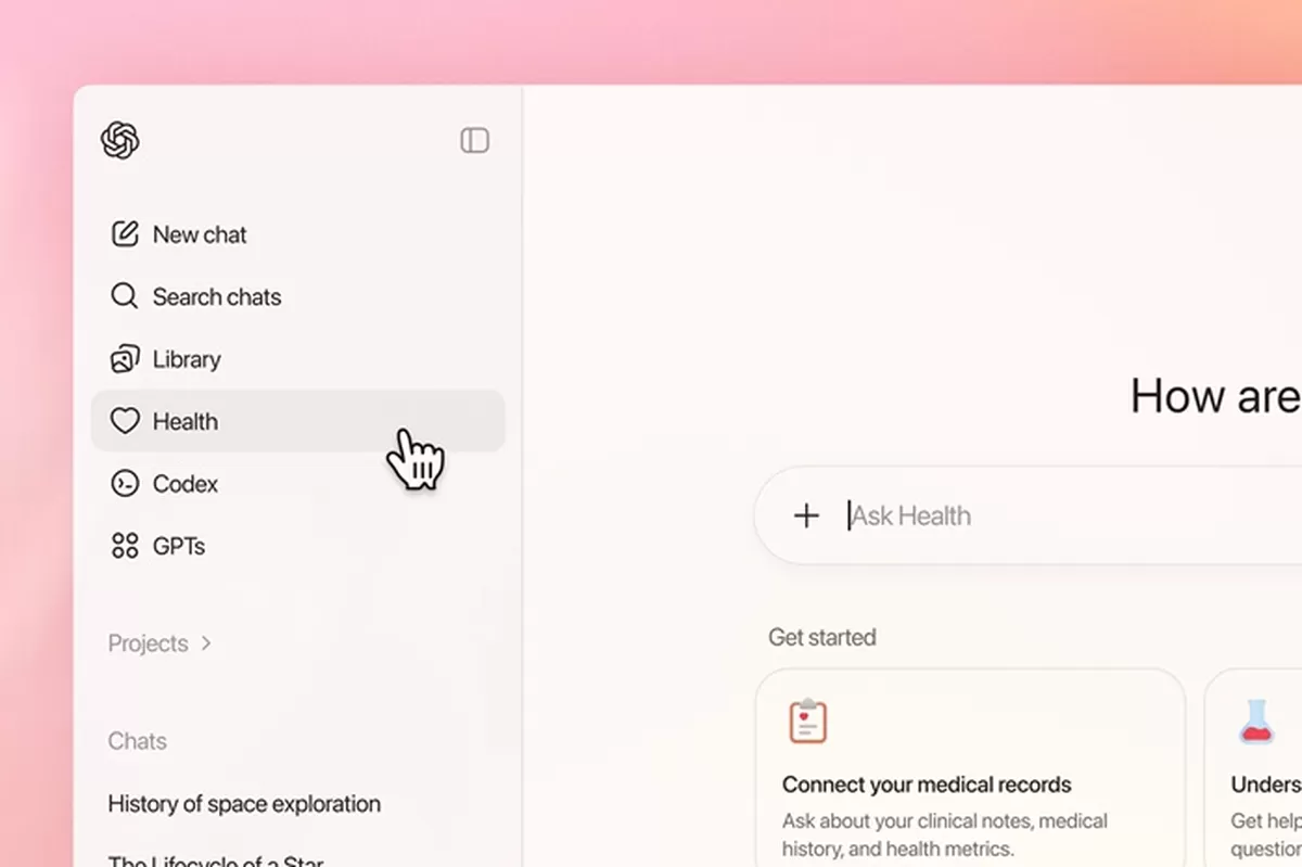 ChatGPT Health memisahkan pencarian informasi kesehatan dari obrolan kamu yang lain. (OpenAI)