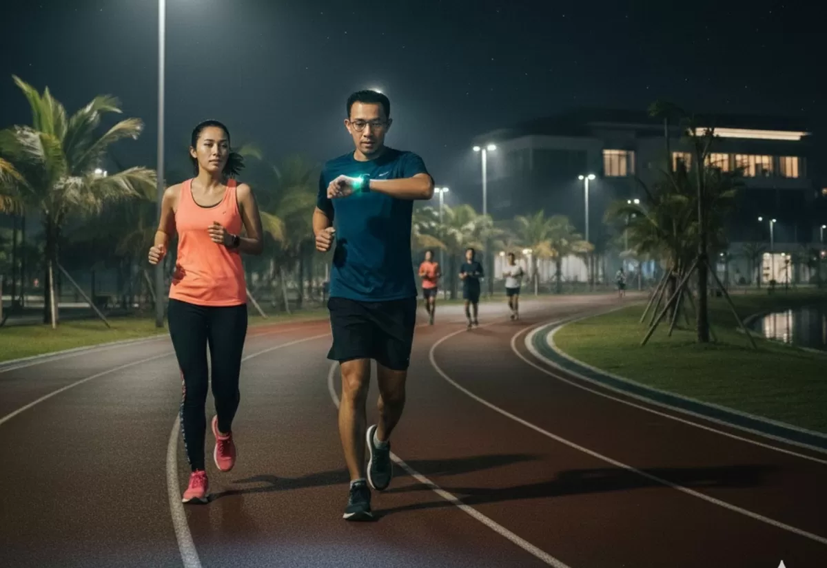 Ada sejumlah running metrics di smartwatch yang jarang kamu lihat namun sangat penting untuk evaluasi performace lari kamu. (Pejuangkantoran.com/Made with Google AI)