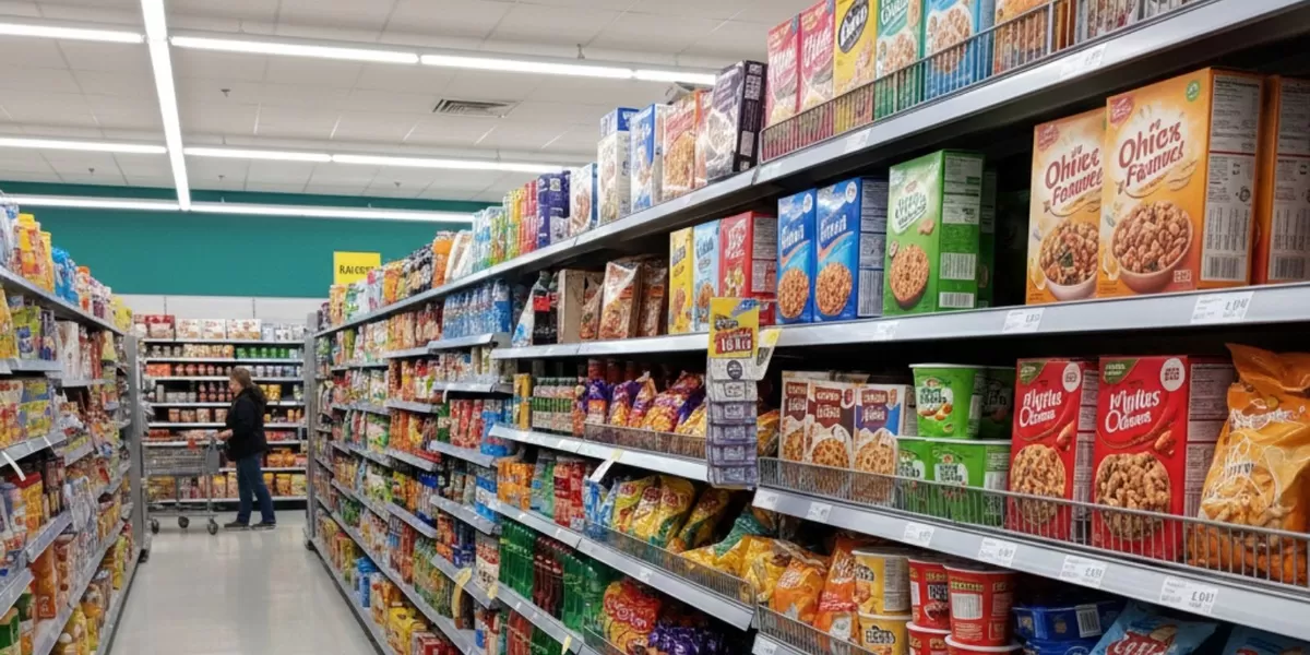 Ilustrasi deretan ultra-processed food. Tidak masalah jika dikonsumsi tidak sering dan dalam porsi yang normal. (Pejuangkantoran.com/Made with Google AI)