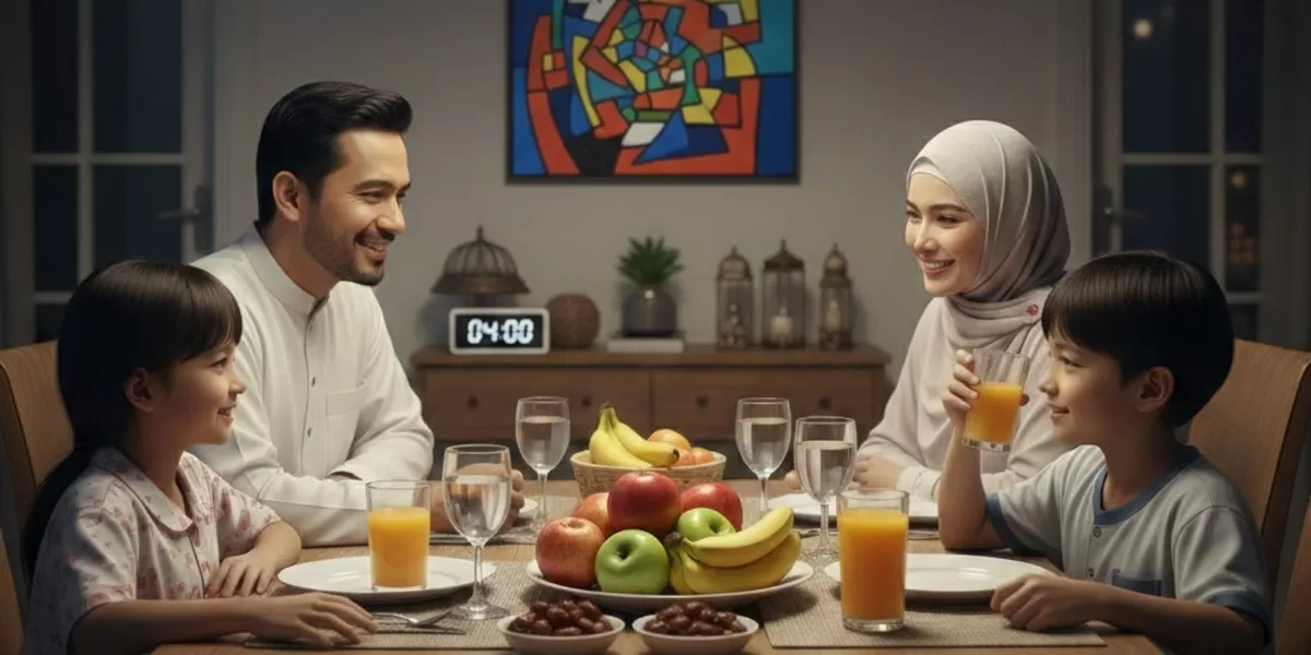 Sahur atau berbuka puasa dengan buah adalah pilihan aman  untuk menjaga berat badan, namun harus tetap ada strateginya. (Pejuangkantoran.com/Made with Google AI)