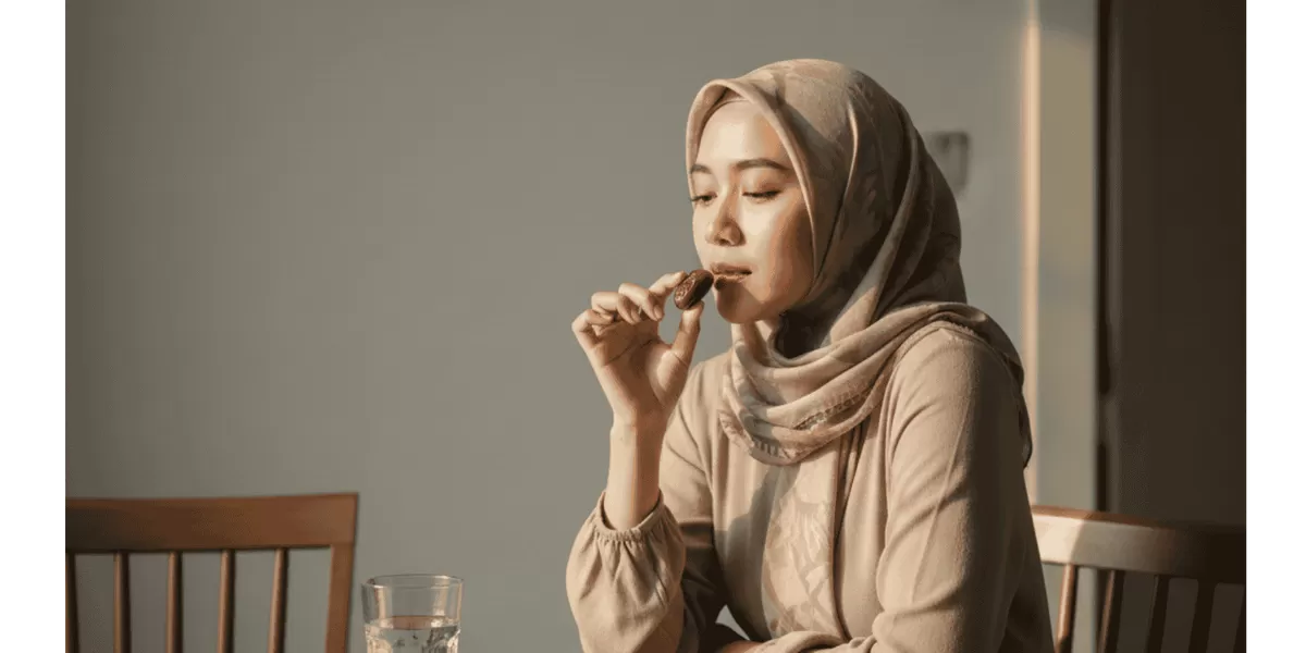 Bagi penderita GERD, menjalankan ibadah puasa Ramadhan tetap bisa aman dengan memperhatikan poin-poin penting. (Pejuangkantoran.com/Made with Google AI)