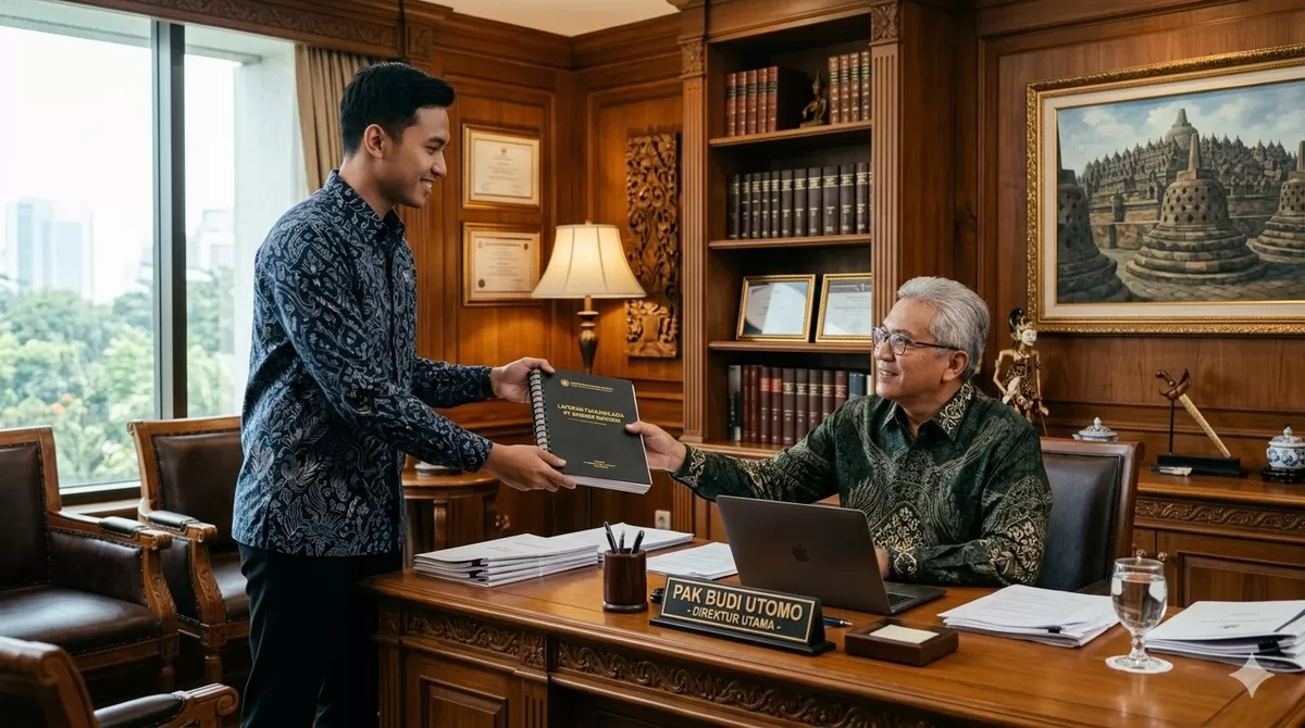 Terkadang ada atasan yang ingin format la;poran berbentu hardcopy, sesuaikan. Inilah salah satu tips managing up. (Pejuangkantoran.com/Made with Google AI)