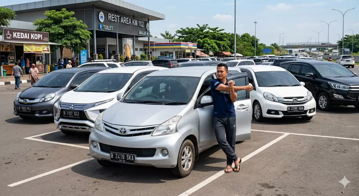 Ilustrasi: Olah raga ringan seperti peregangan, diperlukan bagi yang mengemudi mobil saat mudik Lebaran. (Pejuangkantoran.com/Made with Google AI)
