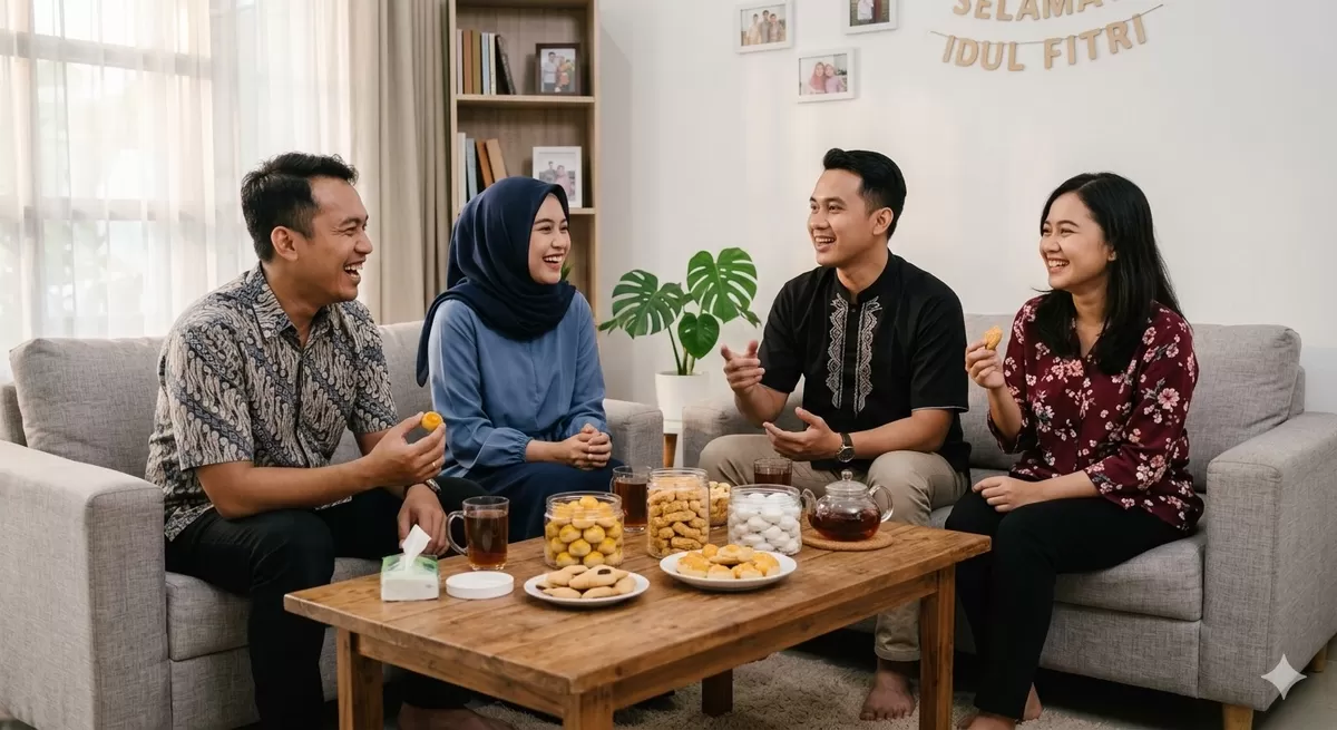 Kue kering Lebaran memang enak, namun wasapada ia ternyata "musuh" program diet kamu. (Pejuangkantoran.com/Made with Google AI)