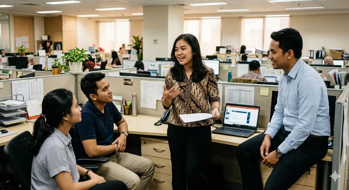Office politics tidak selalu negatif, kenali indikasi-indikasinya. (Pejuangkantoran.com/Made with Google AI)