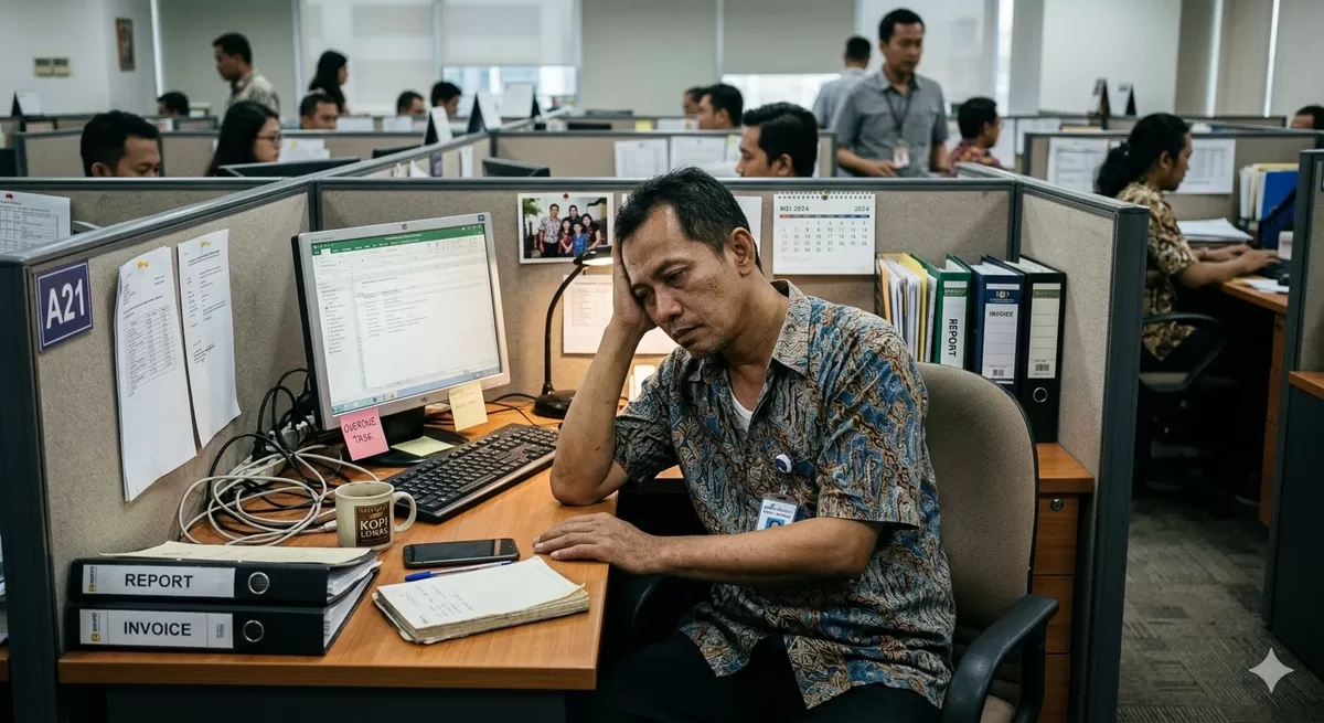 Ketika internal mobility rate tinggi di sebuah perusahaan, bisa berdampak pada demotivasi karyawan dan disengagement., serta memicu resign. (Pejuangkantoran.com/Made wth Google AI)