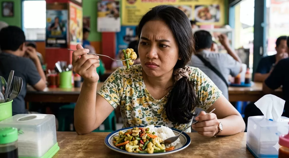 Kembang kol adalah salah satu makanan FODMAP yang bisa membuatk perut kembung. Haruskah dihindari? (Pejuangkantoran.com/Made with Google AI)