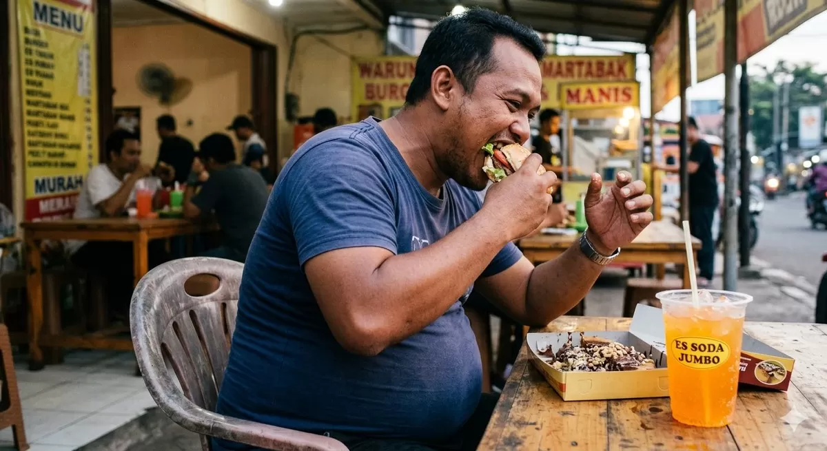 Wasapada bagi kamu yang punya perut buncit dan terasa keras, bisa jadi kamu menyimpan visceral fat yang berbahaya bagi tubuhmu! (Pejuangkantoran.com/Made with Google AI)