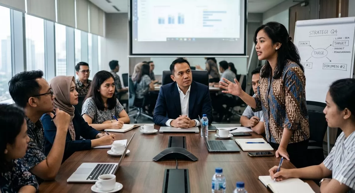 Memberikan ruang yang setara bagi perempuan adalah salah satu karakteristik adanya ruang aman bagi peremuan di kantor. (Pejuangkantoran.com/Made with Google AI)