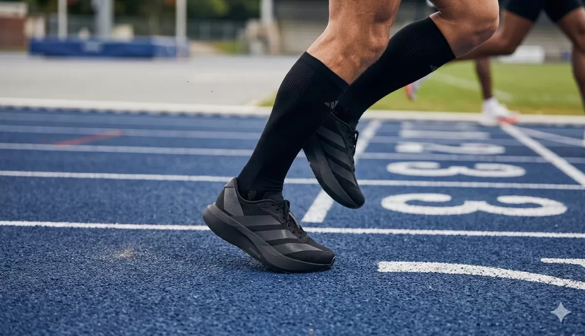 Compression socks atau kaus kaki kompresi benar berpengaruh pada performa lari? (Pejuangkantoran.com/Made with Google AI)