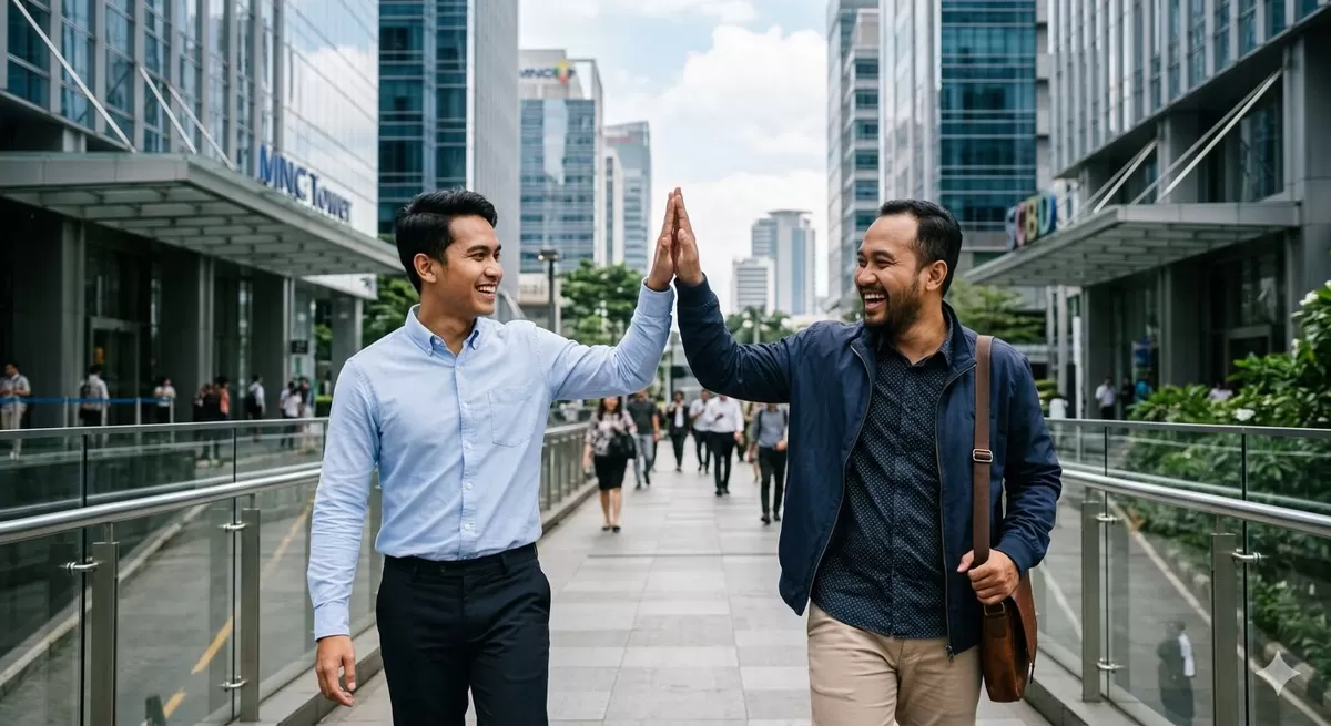 Social capital itu sangatberharga dalam pekerjaan, meskioun bukan modal uang. (Pejuangkantoran.com/Made with Google AI)