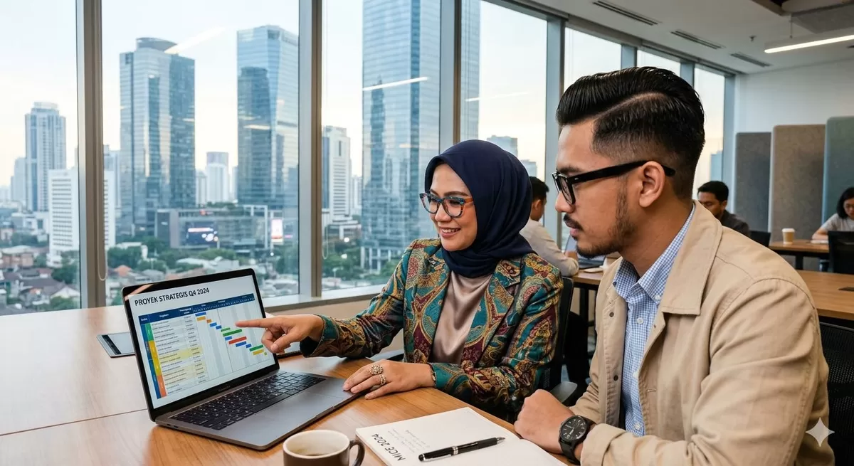Dalam sebuah proyek, seorang project manager wajib menyusun timeline. (Pejuangkantoran.com/Made with Google AI)