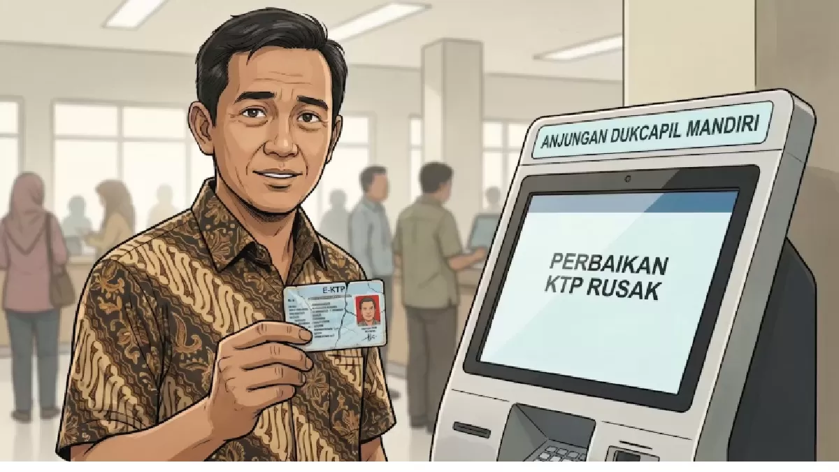 Ilustrasi Pembuatan E-KTP via Mesin ADM (Google Gemini)