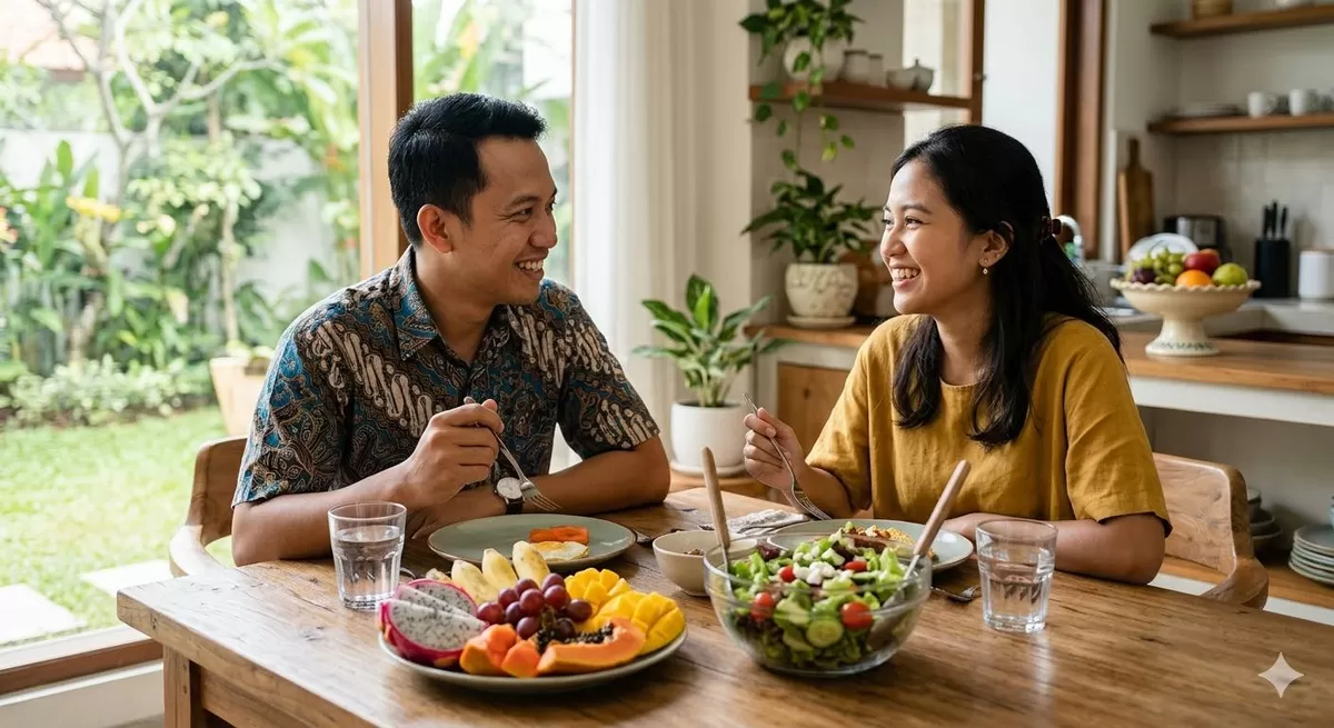Kenali manfaat-manfaat serat bagi kesehatan tubuh dan sumber-sumber serat yang bisa kita asup. (Pejuangkantoran.com/Made with Google AI)