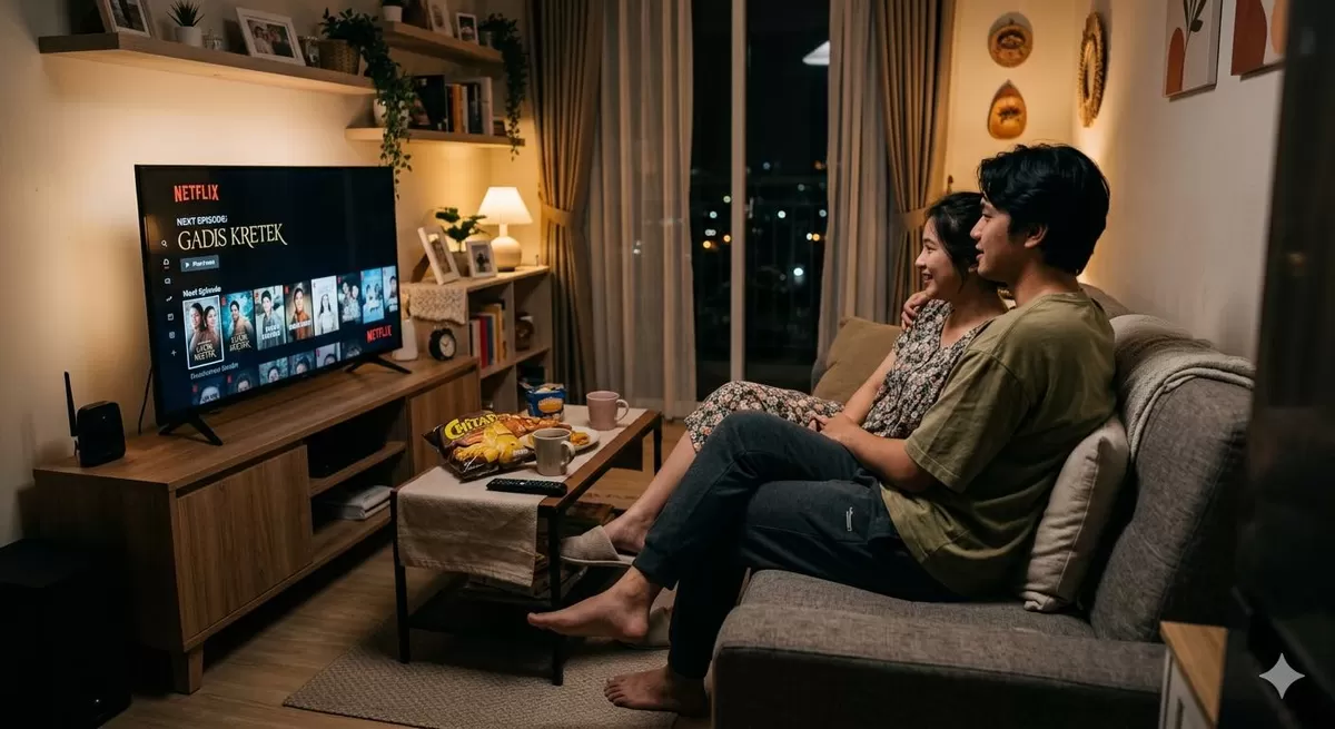 Kamu termasuk penonton serial tipe maraton atau episode mingguan? Ada faktor psikologisnya, lho! (Pejuangkantoran.com/Made with Google AI)