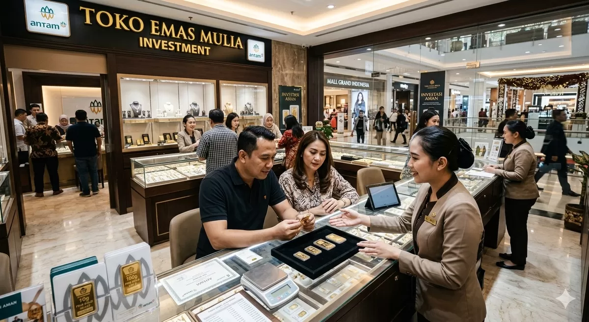 Ilustrasi Toko Emas yang Sedang Melakukan Jual Beli Emas Batangan (Google Gemini)