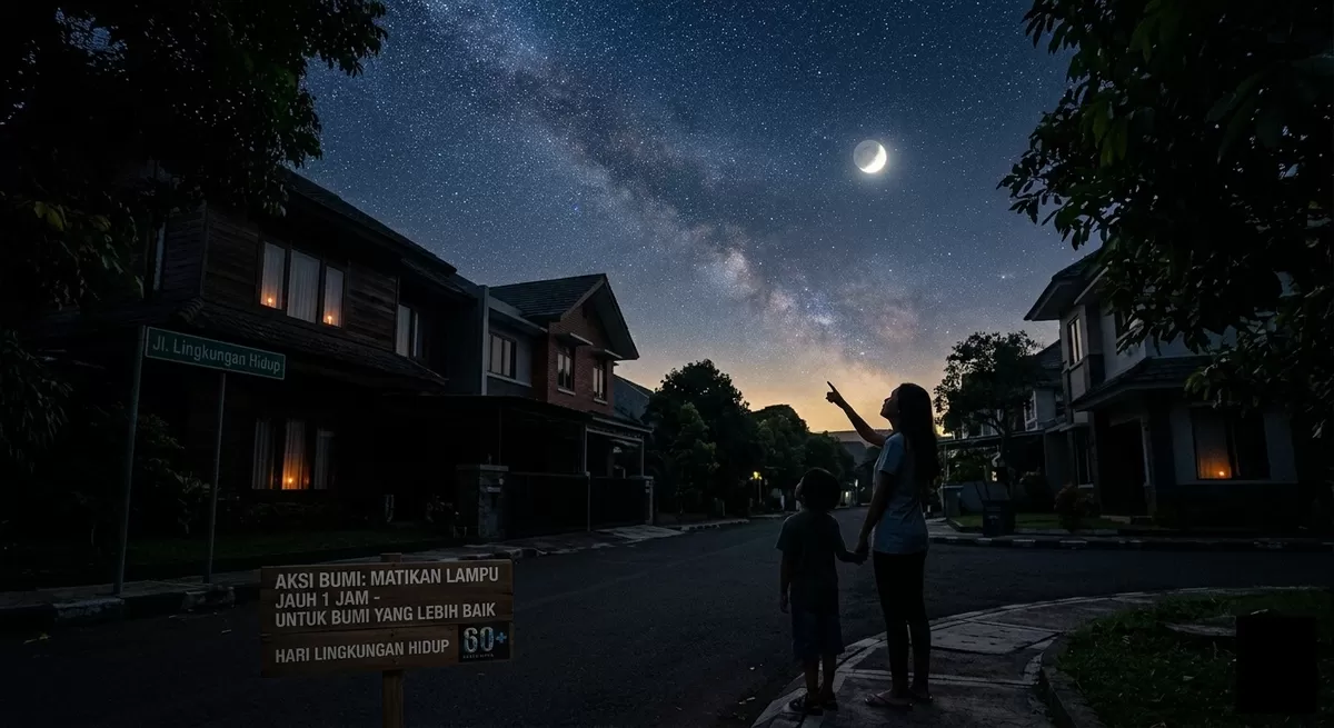 Mematikan lampu satu jam pada tanggal (13/6/2026), sebagai keikutsertaan menjaga bumi menjadi tanggung jawab Gen Z sebagai generasi penerus  (Pejuang Kantoran/Google Gemini)