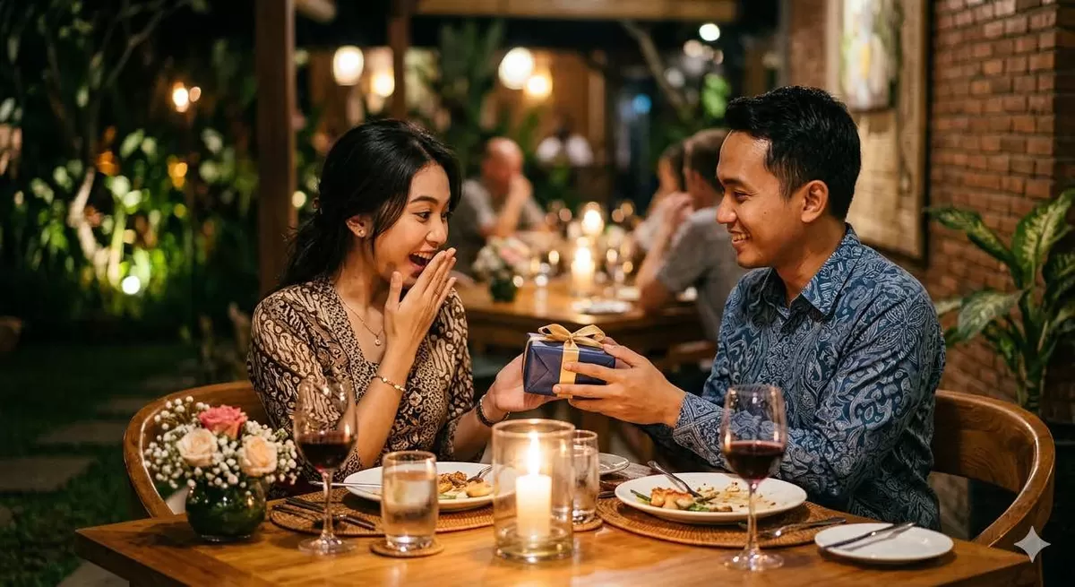 Memberikan hadiah itu perlu. Tak cuma perhatiannya namun hadiah barang juga memberikan makna tertentu. Check it out! (Pejuangkantoran.com/Made with Google AI)