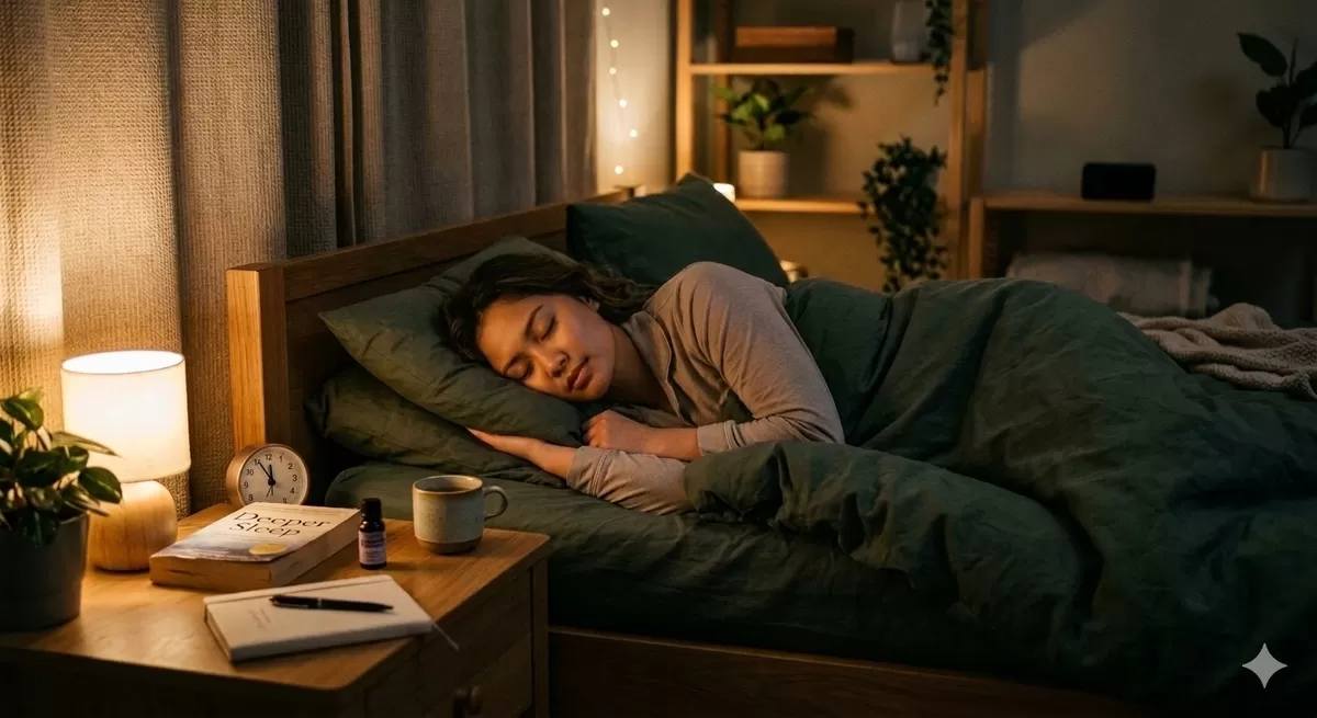 Ilustrasi sleep hygiene, dimana sleep hygiene adalah serangkaian kebiasaan dan praktik yang dirancang untuk membantu seseorang mendapatkan tidur berkualitas tinggi secara konsisten.  (Pejuang Kantoran/Google Gemini)
