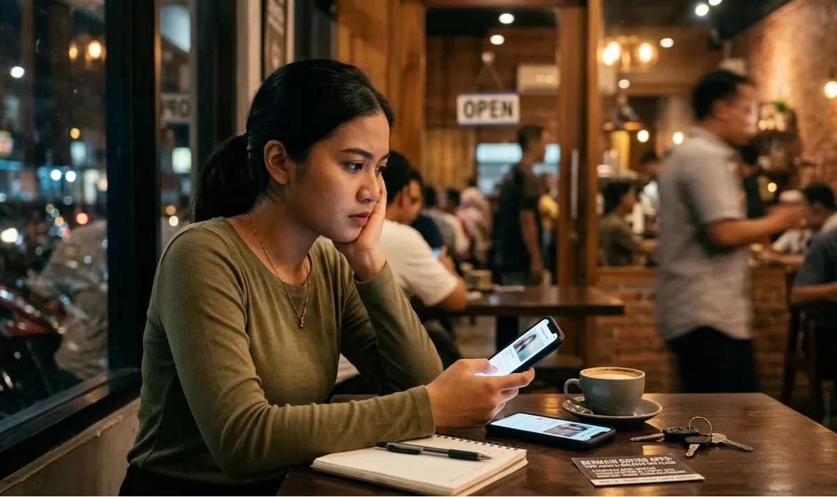 Kasus penyekapan dan penganiayaan sadis oleh Taufik Hidayat terhadap kekasihnya tidak hanya membuat kita miris, tetapi juga mengingatkan kita akan bahaya interaksi langsung baik di dunia nyata, ataupun di dunia maya, terutama lewat dating apps macam Bumble, Tinder dan sejenisnya (Pejuang Kantoran/Google Gemini)