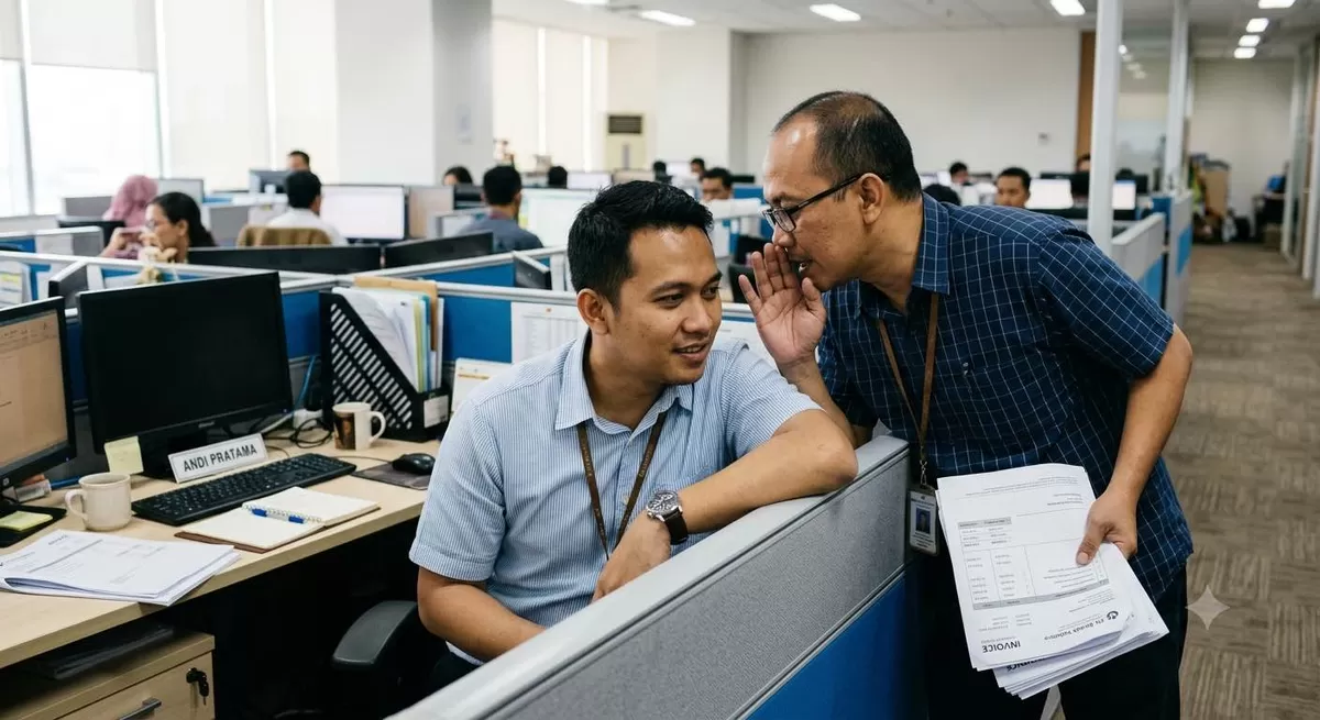 Terbiasa menormalisasi kesalah kecil bisa menjadi slippery slope of dishonesty yang akan membawa ke perilaku koruptif. (Pejuangkantoran.com/Made with Google AI)