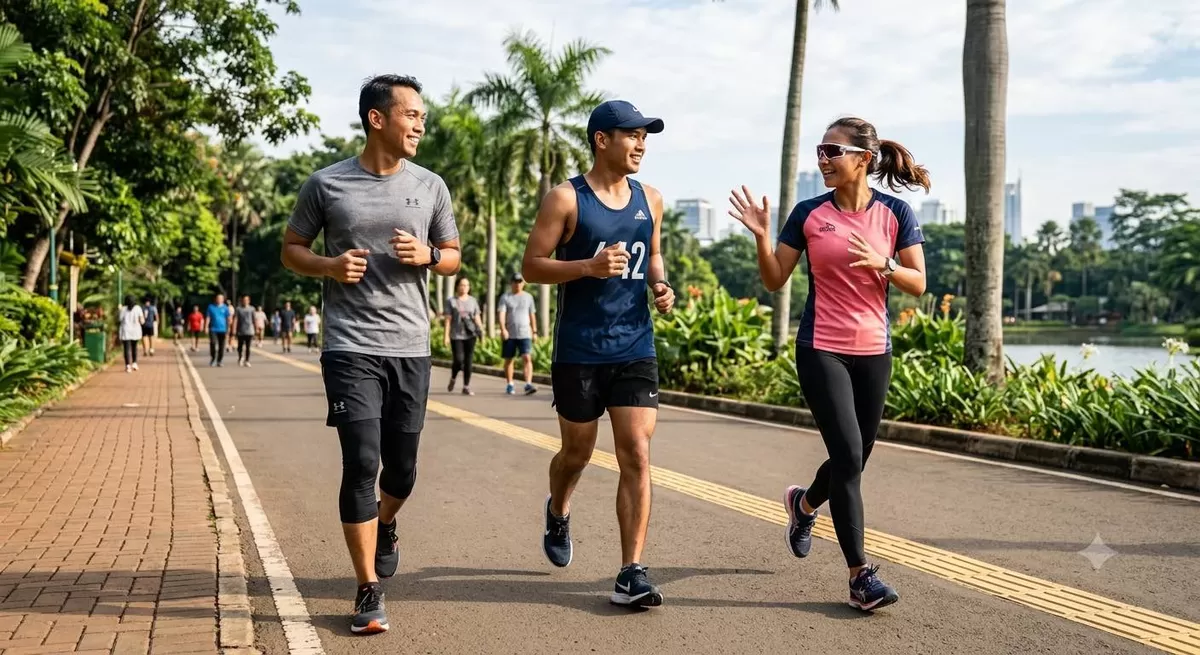 Latihan easy run secara intensif akan meningkatkan fondasi larimu sehingga bisa menyelesaikan marathon dengan aman. (Pejuangkantoran.com/Made with Google AI)