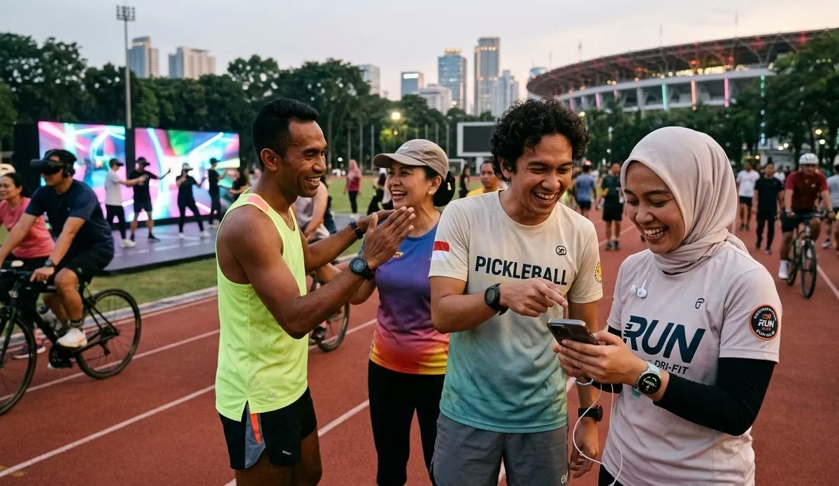 Olahraga dan teknologi saling melengkapi di 2026 ini.Perkembangan AI membantu kita dalam menjaga kebugaran. Selain itu keterlibatan kita di komunitas olahraga juga semakin membuat semangat berolahraga.  (Pejuang Kantoran/Google Gemini)