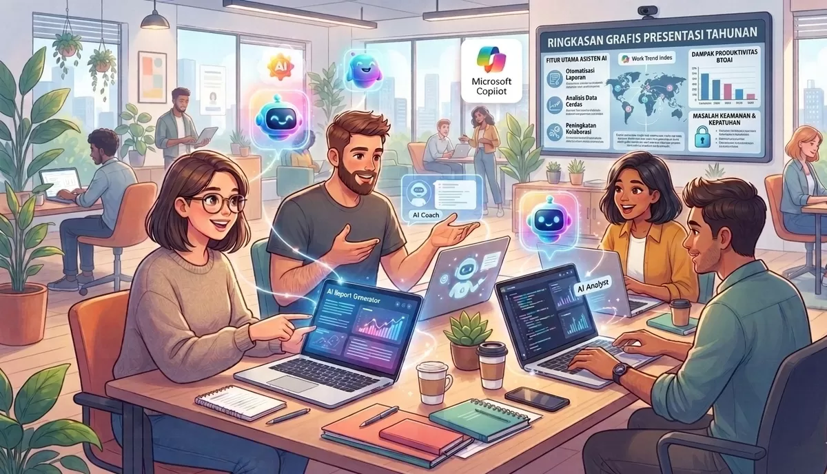 Banyak perusahaan yang "keteteran" dengan AI. Manajemen masih sibuk setting budget buat pembelian AI Tools, sementara pegawainya malah "colonganb" menggunakan AI Tools gratisan untuk membuat report.  (Pejuang Kantoran/Google Gemini)