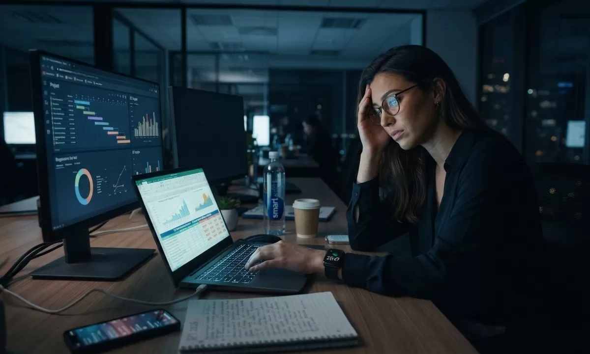 Setelah era quiet quitting dan hustle culture, kini muncul fenomena yang disebut Quiet Cracking. Merujuk pada kondisi di mana seorang karyawan tetap punya performa tinggi dalam pekerjaan, namun secara perlahan hancur di dalam tanpa mereka sadari akibat tekanan target yang tidak seimbang. (Pejuang Kantoran/Google Gemini)