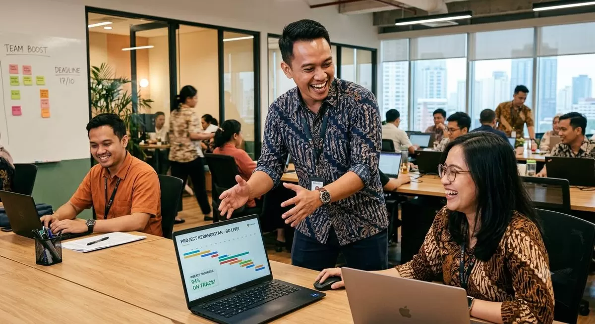 Work engagement yang tinggi akan membuat performa organisasi menjadi lebih baik. Ada sejumlah faktor yang memengaruhinya. (Pejuangkantoran.com/Made with Google AI)