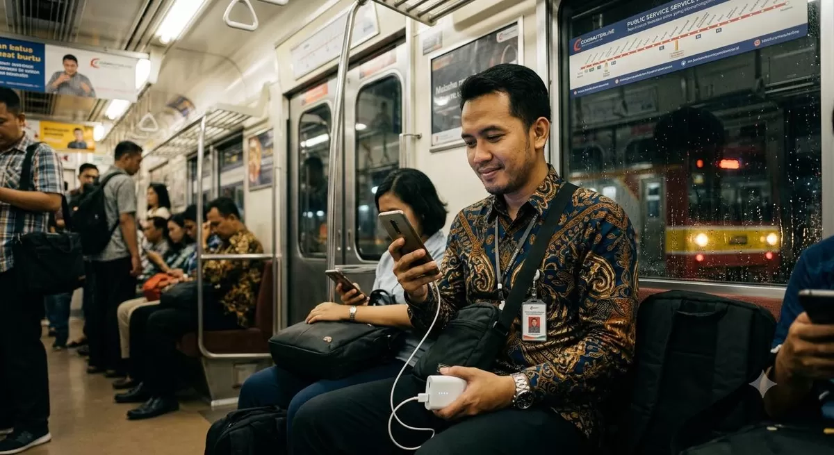 Power bank memang sangat penting bagi kita, namun kita masih kerap salah dalam memperlakukannya sehingga berbahaya. (Pejuangkantoran.com/Made with Google AI)