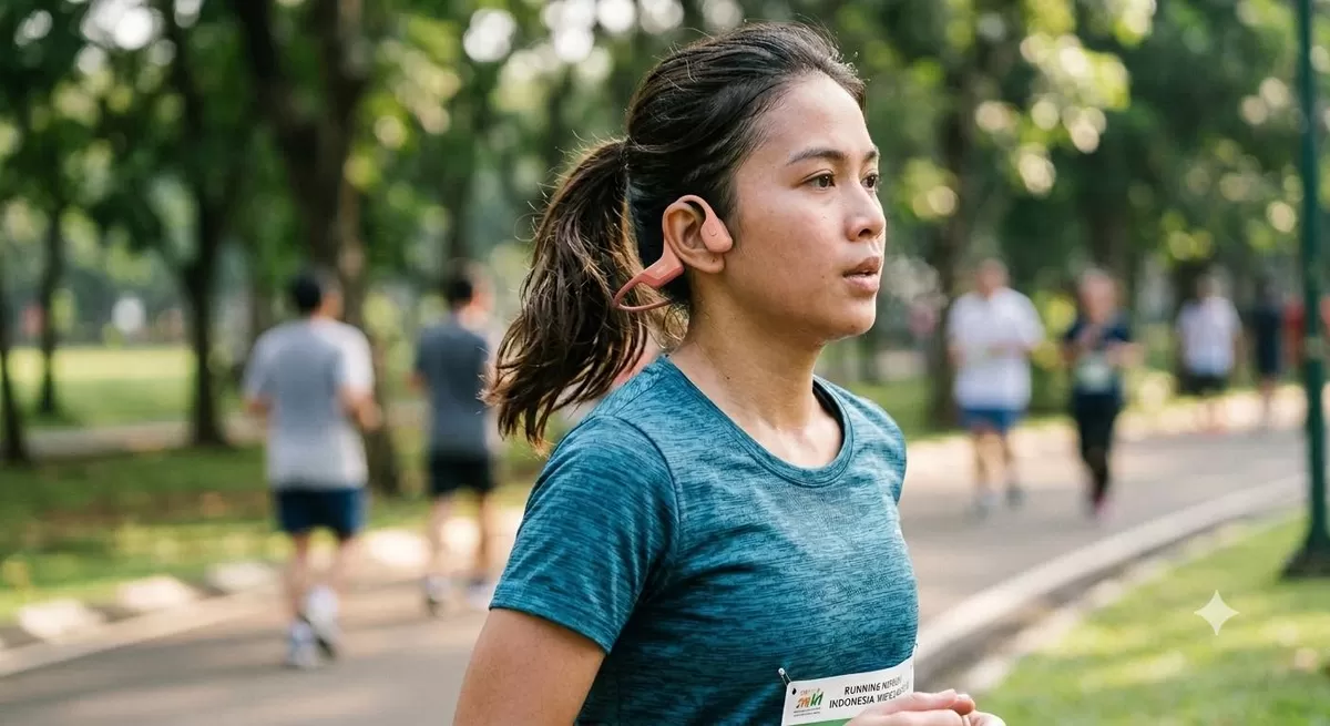 Earphone bone conduction itu bisa menyelamatkan pelari, ternyata dasar teknologinya sudah ada sejak ratusan tahun lalu. (Pejuangkantoran.com/Made with Google AI)