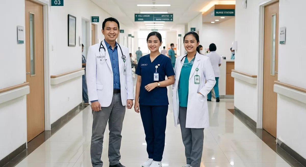 Tak hanya dokter dan perawat, ada sejumlah profesi lain di bidang kesehatan. (Pejuangkantoran.com/Made with Google AI)