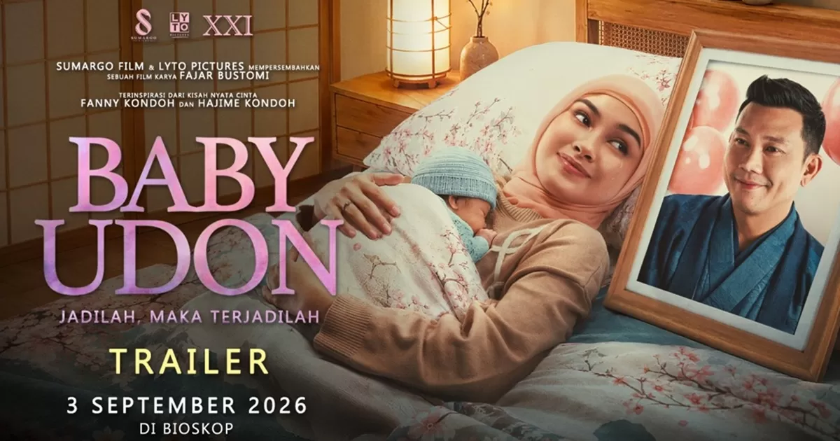 Film Baby Udon mengangkat kisah cinta Hajime dan Fanny Kondoh, tokoh di balik kesuksesan Marugame Udon Indonesia. (Youtube Cinema21)