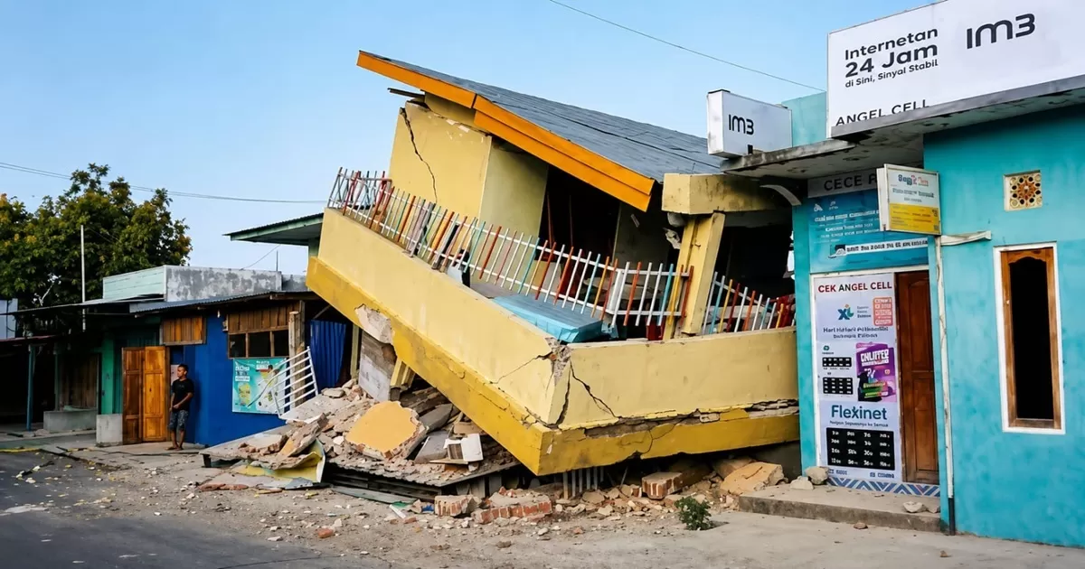 Gempa berkekuatan M7,7 di Kabupaten Manggarai Timur, Borong, Nusa Tenggara Timur, menimbulkan kerusakan bangunan yang cukup berat. (BPBD Kabupaten Manggarai Timur)