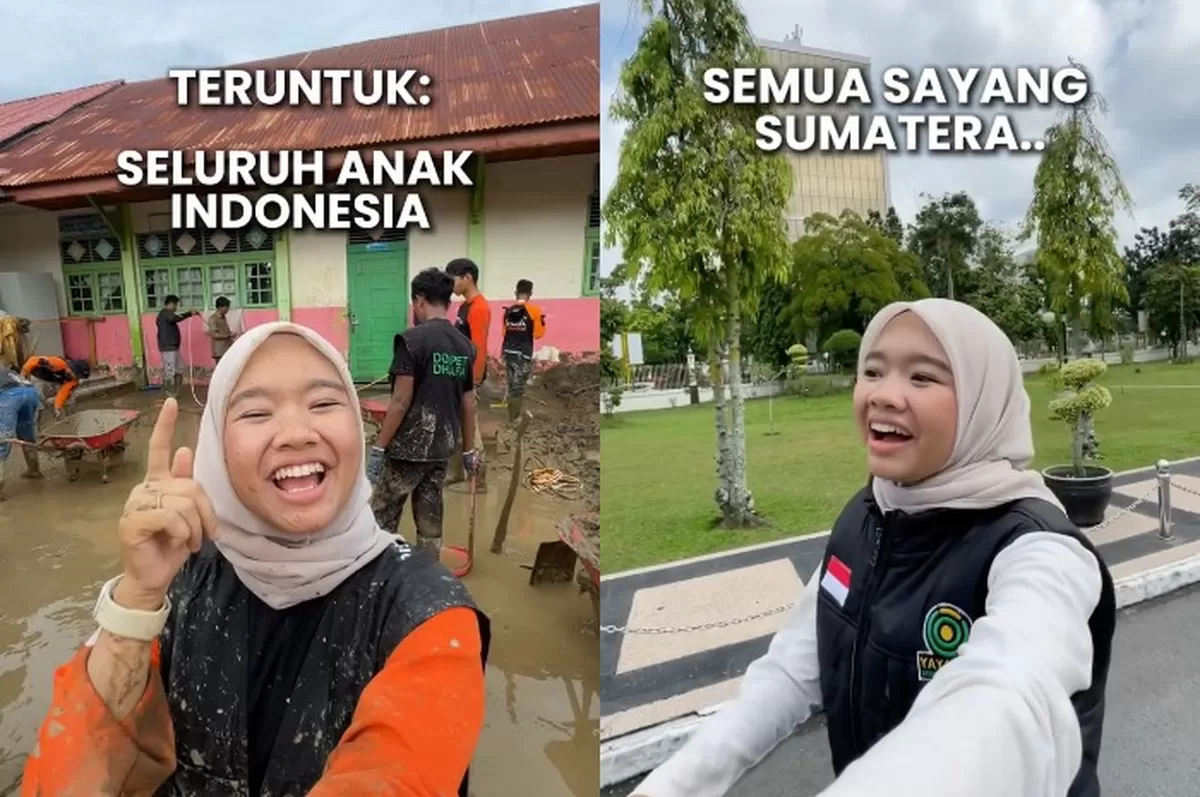 Menyoroti pernyataan influencer Azzahra Putri saat melakukan pembersihan sekolah yang rusak akibat banjir bandang di Aceh. (Instagram.com/@azzahraputrisanti_)