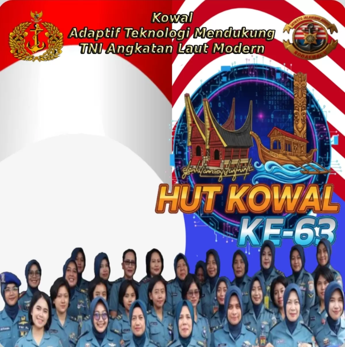 Bingkai foto twibbon HUT atau Hari Korps Wanita Angkatan Laut atau Kowal yang ke-63 pada 5 Januari 2026. (pixabay.com/ritel satkom)