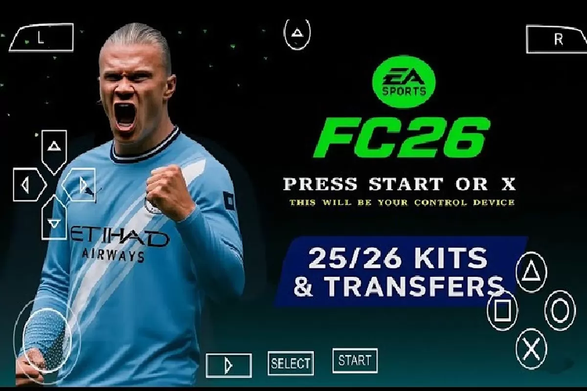 Download FIFA 2026 PPSSPP Android dengan grafis HD 4K, update transfer pemain 2025/2026, dan mode offline