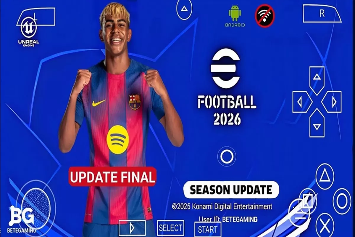Download eFootball PES 2026 PPSSPP Android Offline dengan grafis 4K