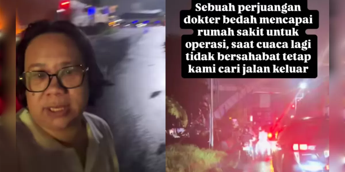 Cerita dokter bedah saat menembus kemacetan jalan karena banjir.  (Instagram/elengkong08)