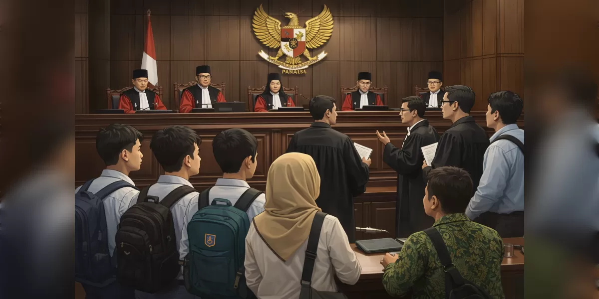 Ilustrasi Mahasiswa dan guru honorer gugat anggaran MBG (Desain AI )