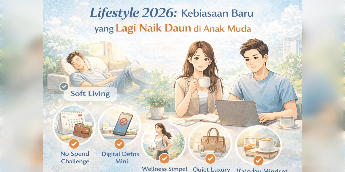 Ilustrasi Lifestyle 2026: tren kebiasaan baru anak muda (Desain AI )